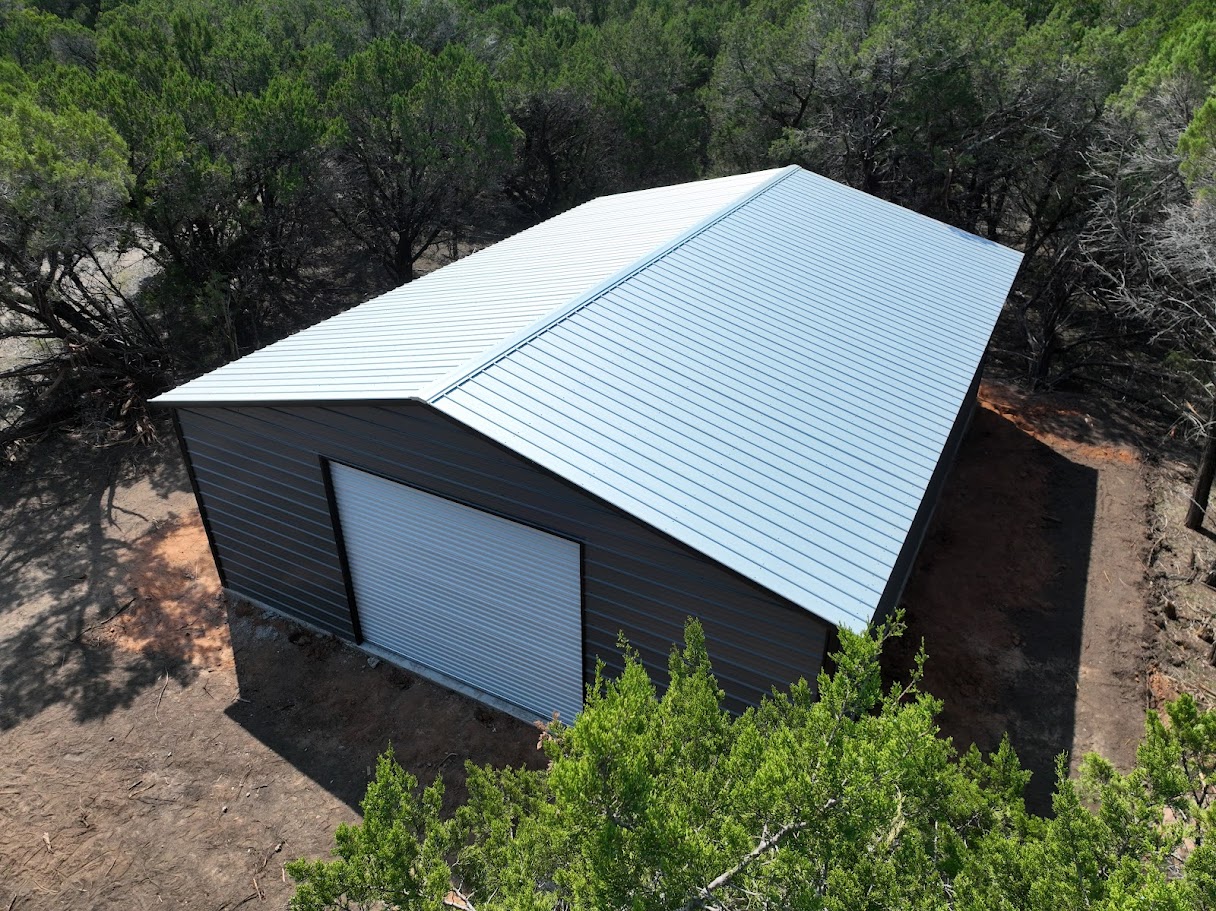 30x40 Tubular Grey Metal Building with A-Frame Vertical Roof | WolfSteel Buidings