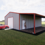 30x40 Red Iron Metal Building in Texas