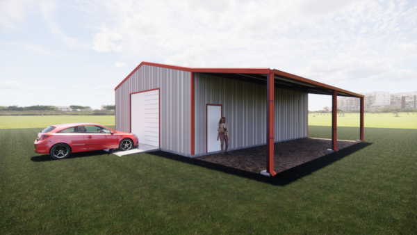 30x40 Red Iron Metal Building in Texas