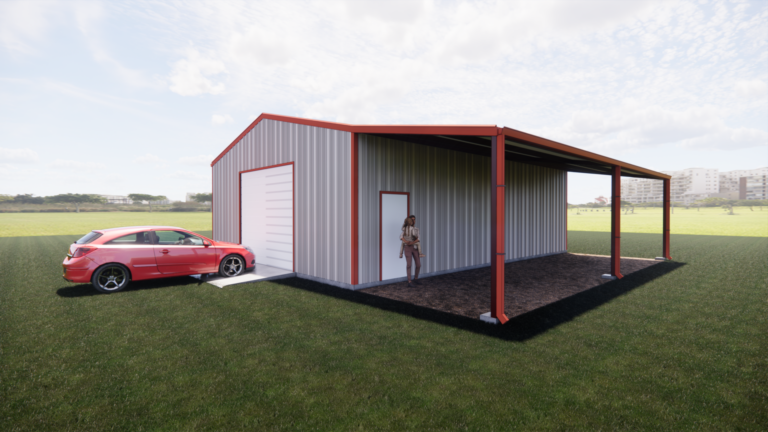 30x40 Red Iron Metal Building in Texas