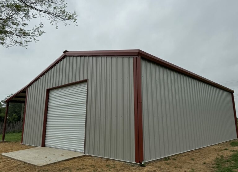 30x40 Red Iron Metal Building in Texas