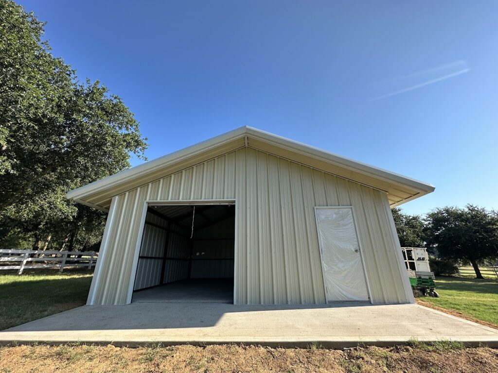 24x24 Red Iron Metal Building in Joshua, Texas