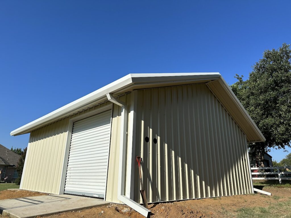 24x24 Red Iron Metal Building in Joshua, Texas