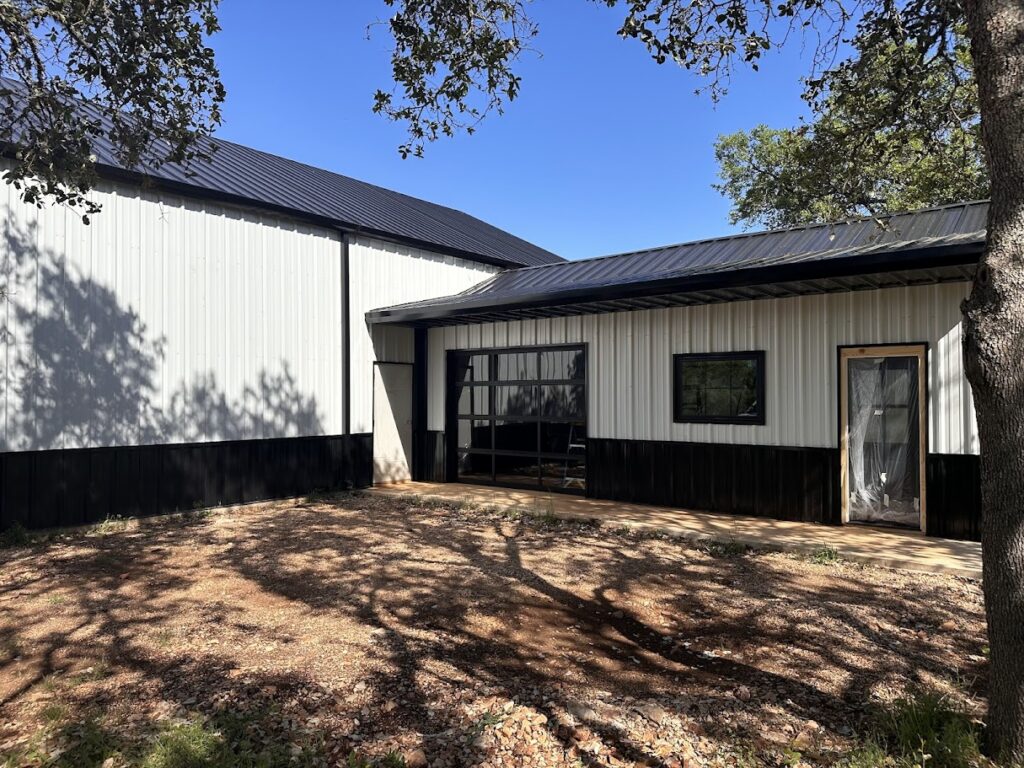 40x50 Red Iron Metal Building in Canyon Lake, Texas