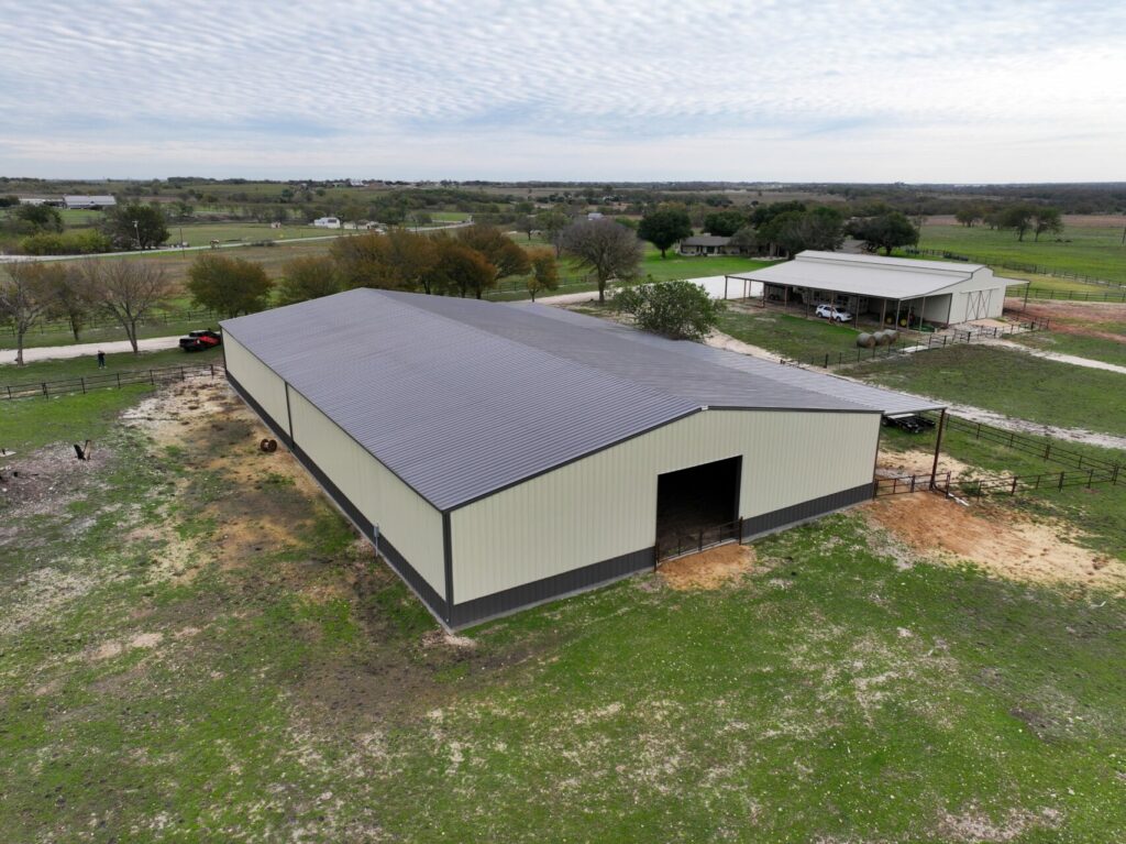 80x150 Red Iron Metal Building in Cleburne, Texas.