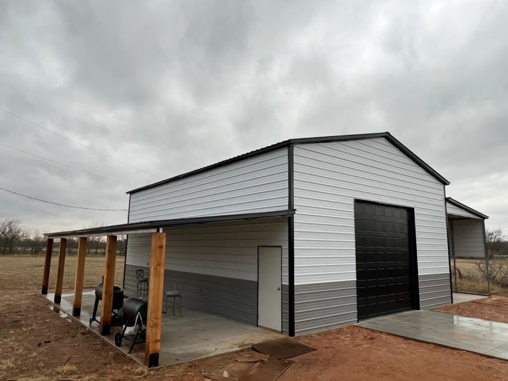 30x40 Metal Building with Porch in Whitney, Texas.