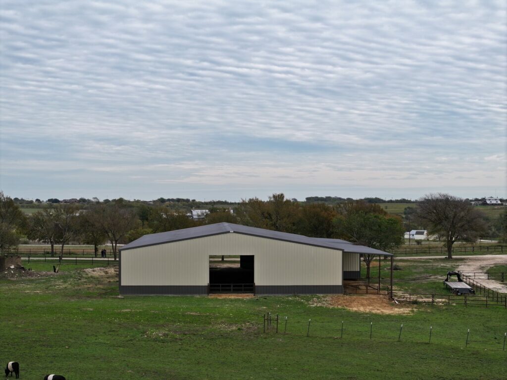 80x150 Red Iron Metal Building in Cleburne, Texas.