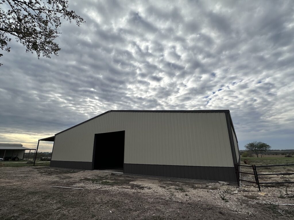 80x150 Red Iron Metal Building in Cleburne, Texas.