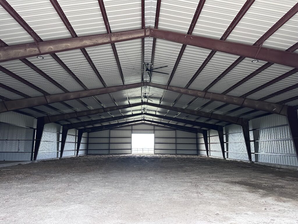 80x150 Red Iron Metal Building in Cleburne, Texas.