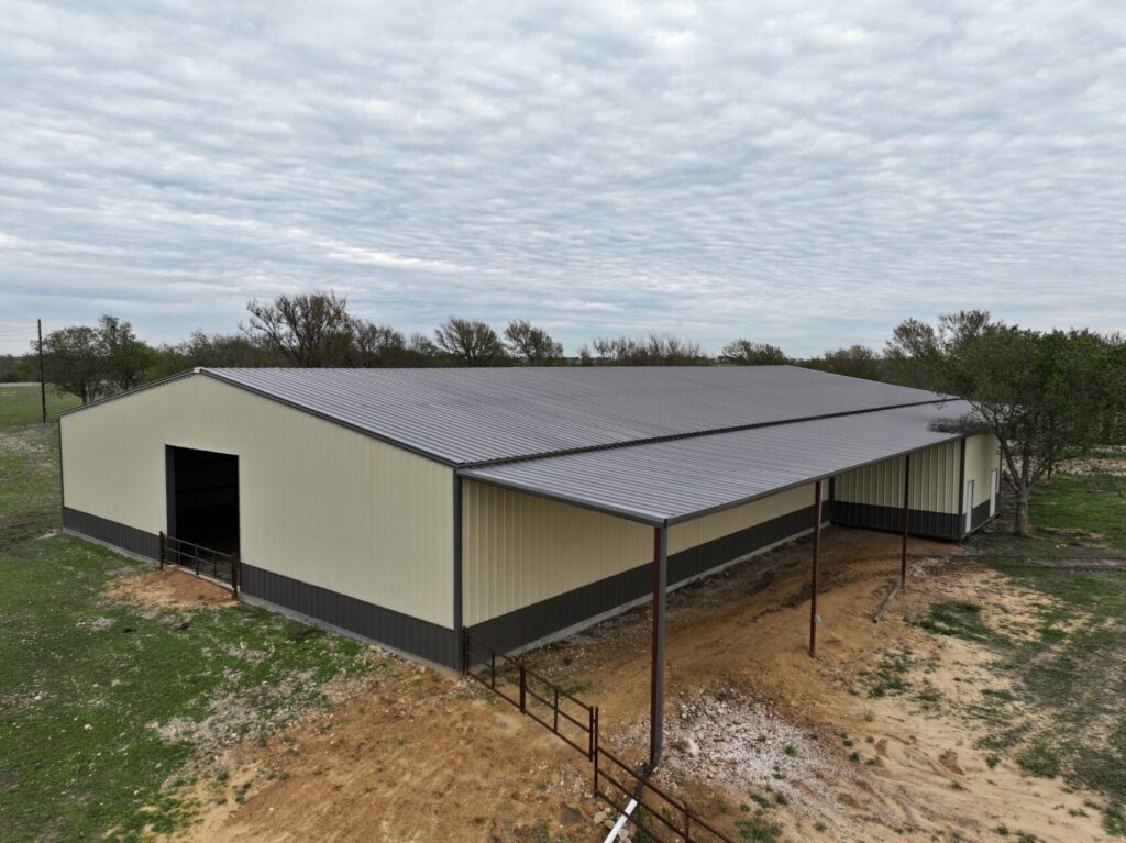 80x150 Red Iron Metal Building in Cleburne, Texas.