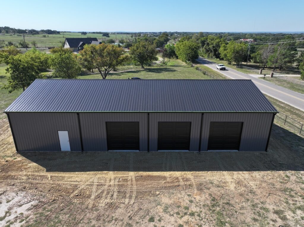 40x80 Metal Workshop Building in Weatherford, Texas | WolfSteel Buildings