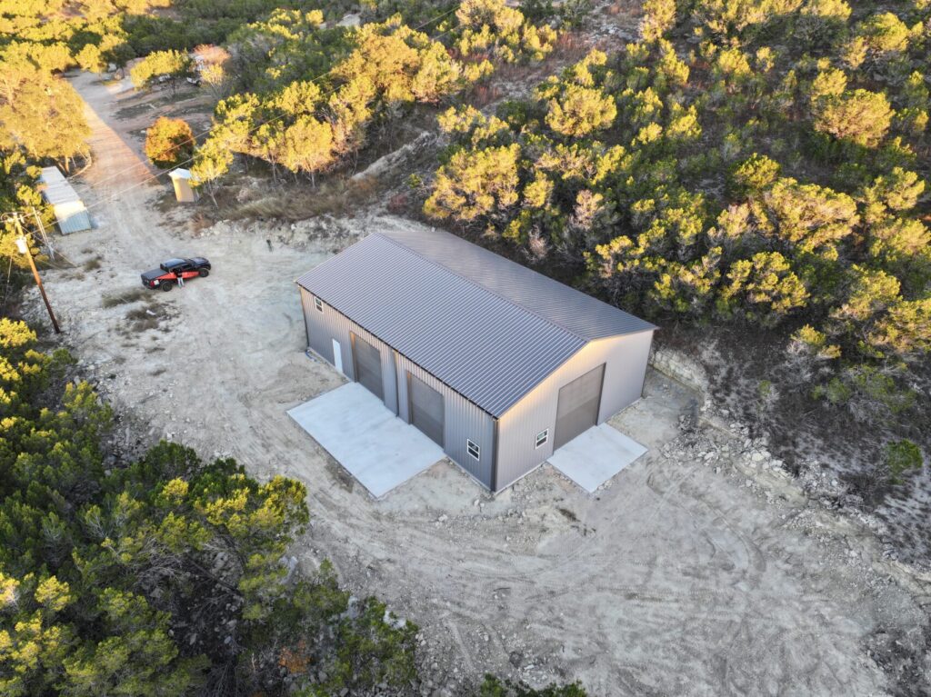 40x60 Wolfspan with Concrete for Truck Garage/Workshop in Marble Falls, TX.