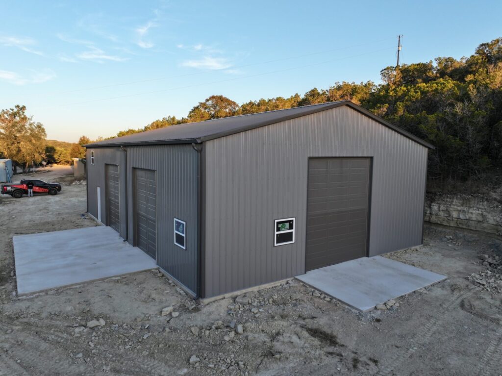 40x60 Wolfspan with Concrete for Truck Garage/Workshop in Marble Falls, TX.