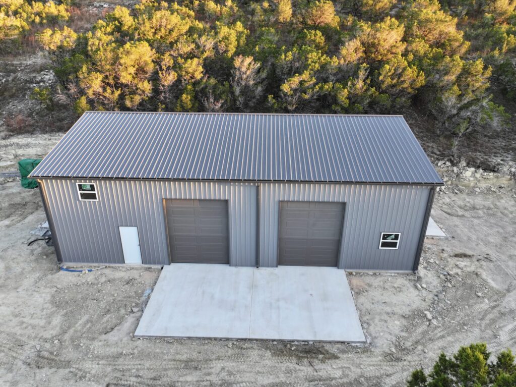 40x60 Wolfspan with Concrete for Truck Garage/Workshop in Marble Falls, TX.