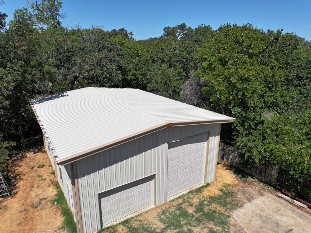 34x44 Custom Metal Garage with Mezzanine in Flower Mound, TX.