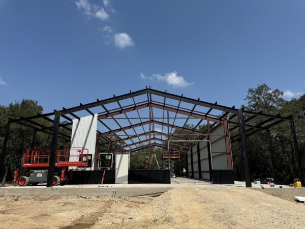 30x40 Custom Metal Building with Steel Balcony, Mezzanine and a Wraparound Porch.