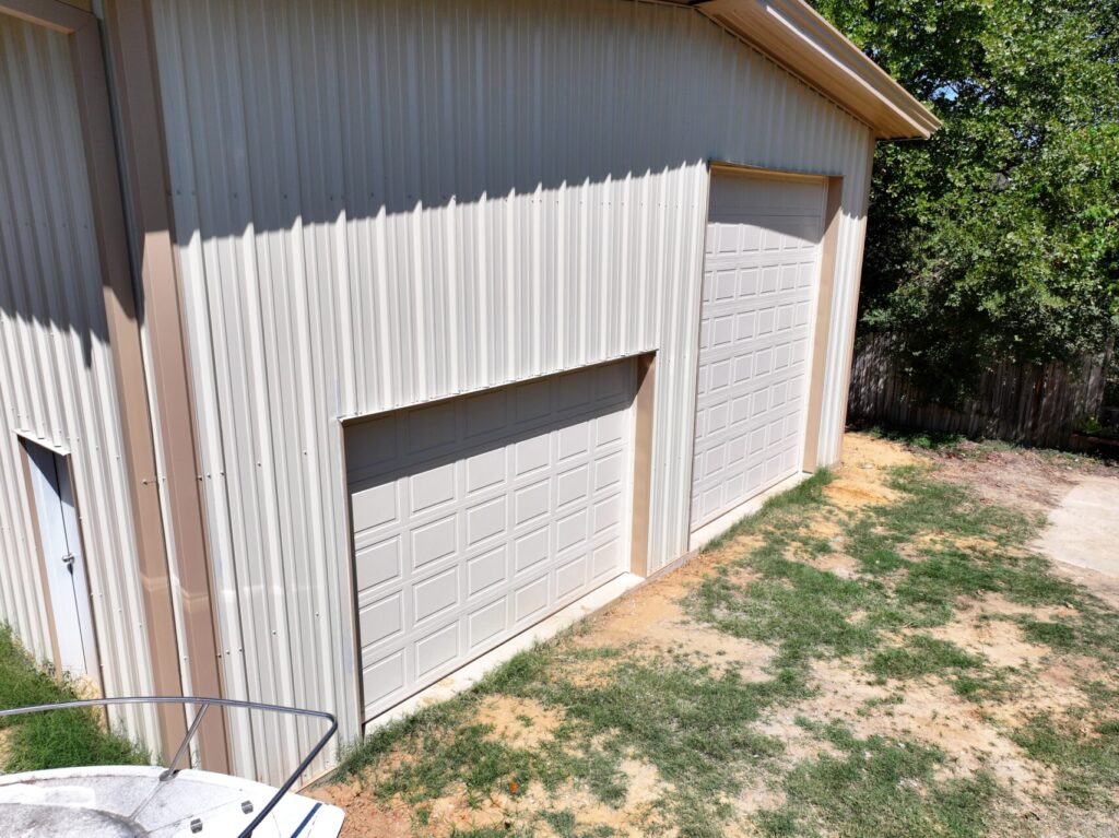 34x44 Custom Metal Garage with Mezzanine in Flower Mound, TX.
