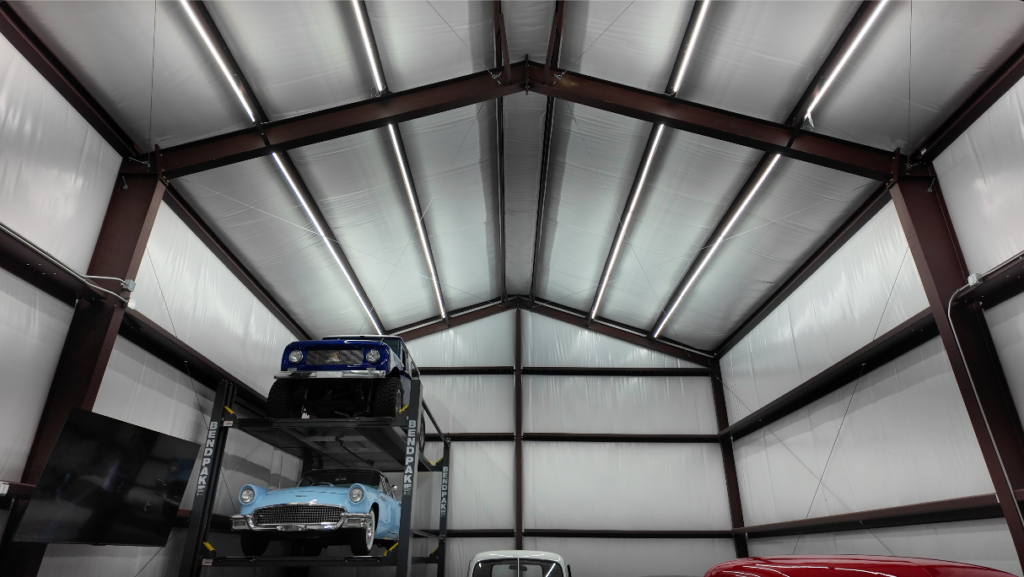 30x50 Red Iron Steel Garage Building in Colleyville, Texas.