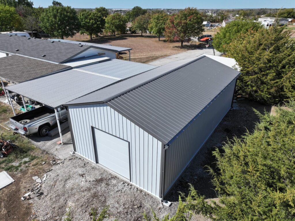 20x40 Metal Garage in Justin, Texas.