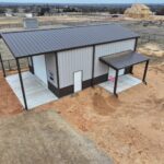 26x45 Red Iron Steel Building with Porch in Boyd, TX.