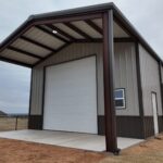 26x45 Red Iron Steel Building with Porch in Boyd, TX.