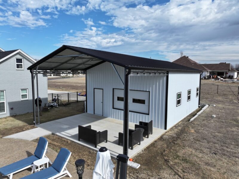 24×45 Steel Building with Front Porch in Gunter, Texas 75058