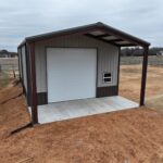26x45 Red Iron Steel Building with Porch in Boyd, TX.
