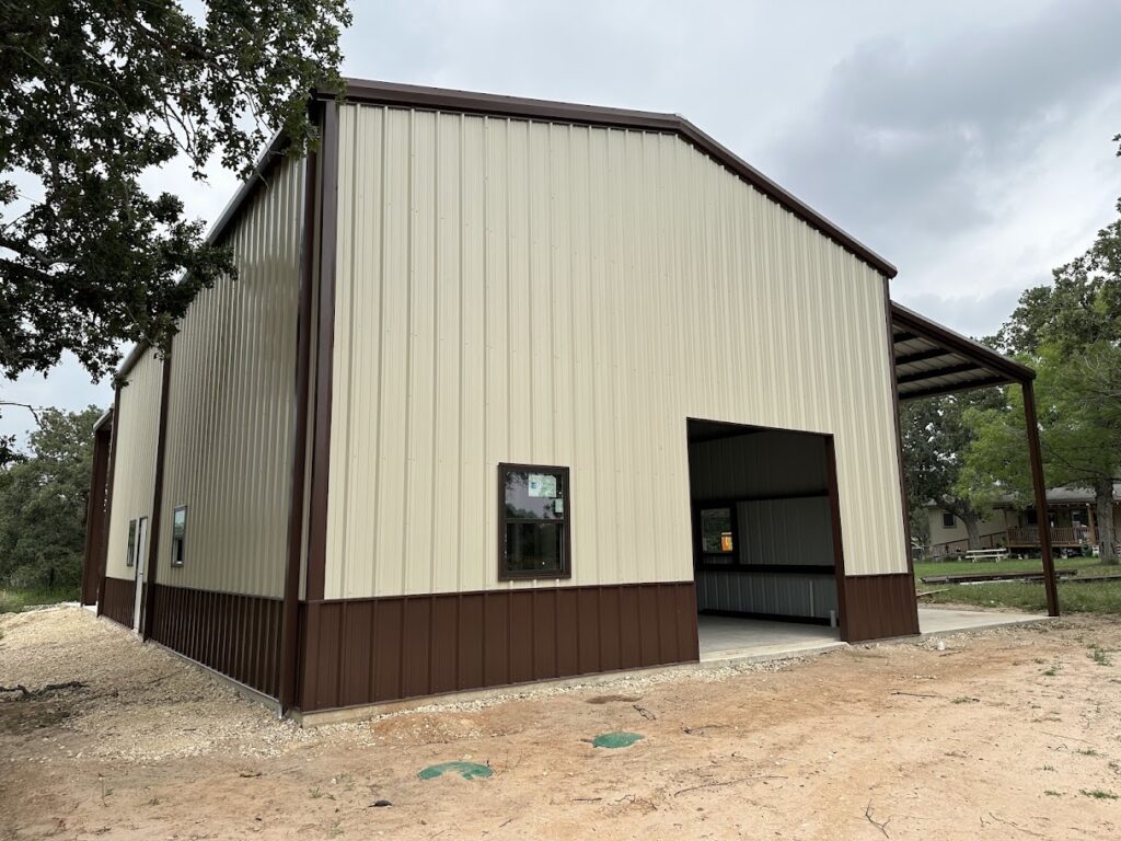 32x55 Steel Storage Building with Custom Porch in Lytle, TX 78052.