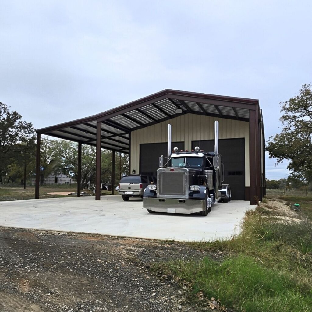 32x55 Steel Storage Building with Custom Porch in Lytle, TX 78052.