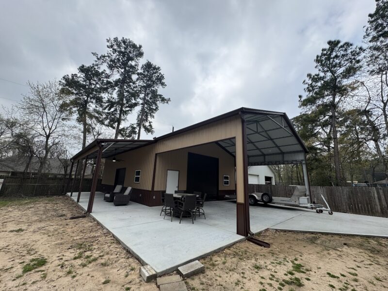 30×40 Custom Steel Garage with Porch in Magnolia, Texas 77354