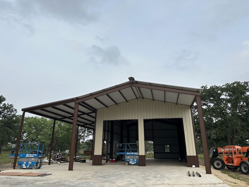 32x55 Steel Storage Building with Custom Porch in Lytle, TX 78052.