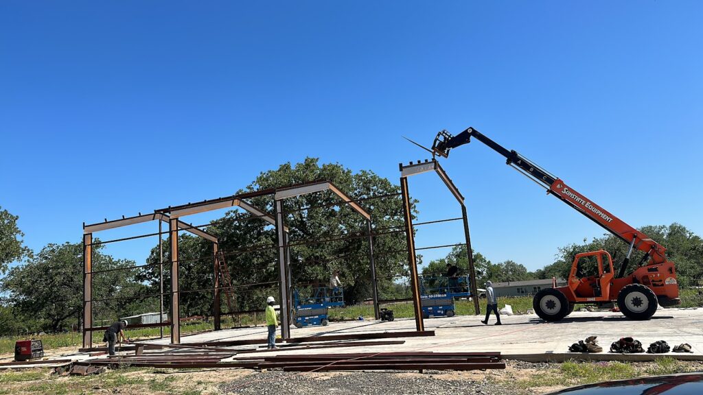 32x55 Steel Storage Building with Custom Porch in Lytle, TX 78052.