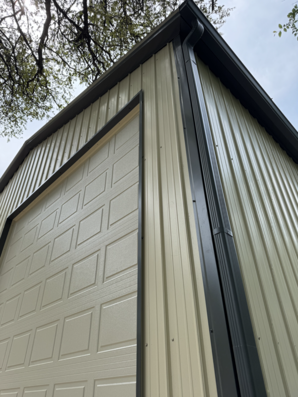28x35 Tall Metal Garage with Side Lean-to in Georgetown, TX.