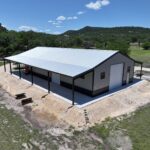 40x75 Metal Workshop with Custom Porch in Medina, TX.