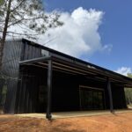 40x60 Custom Black Steel Building in Avinger, TX.