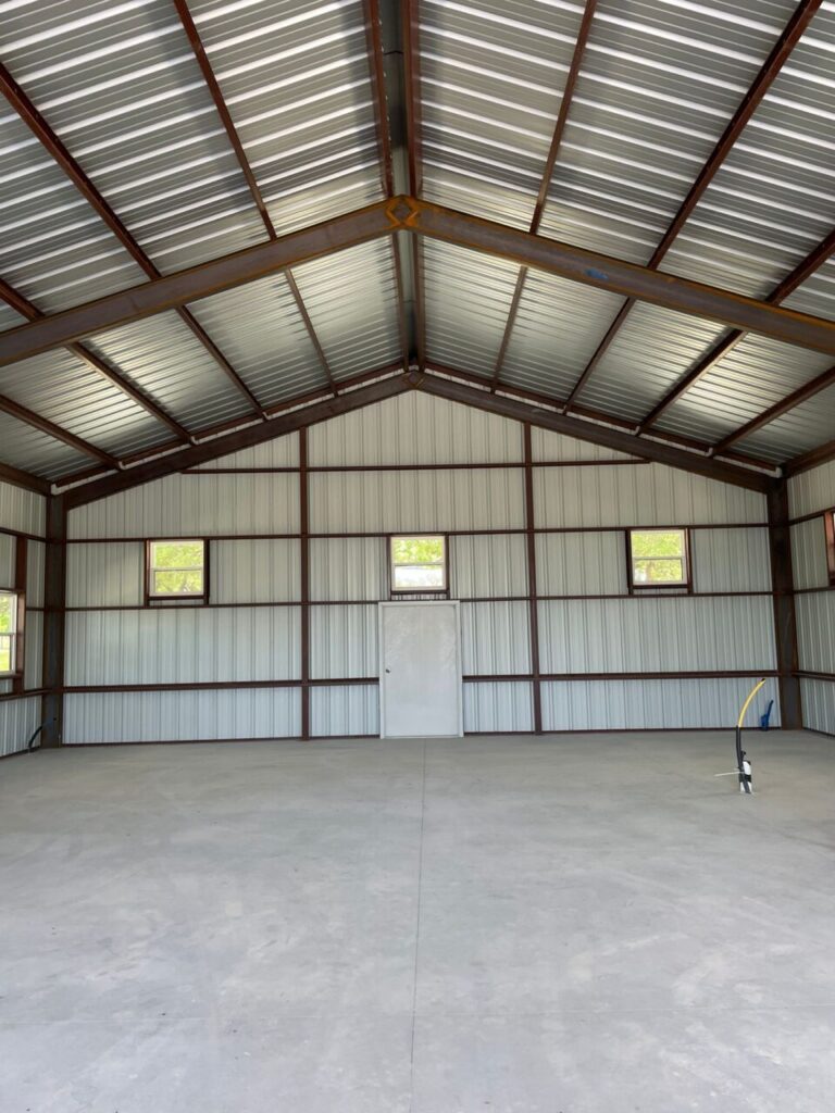 40x75 Metal Workshop with Custom Porch in Medina, TX.