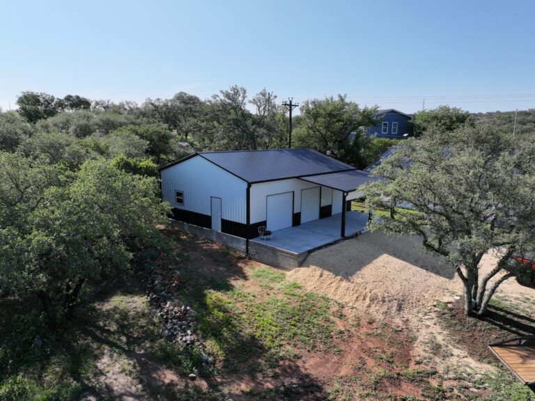 30x40 Metal Storage with Side Lean-to in Buchanan Dam, TX.