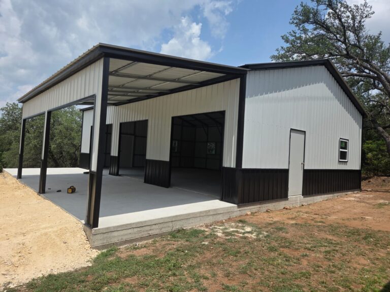 30x40 Metal Storage with Side Lean-to in Buchanan Dam, TX.