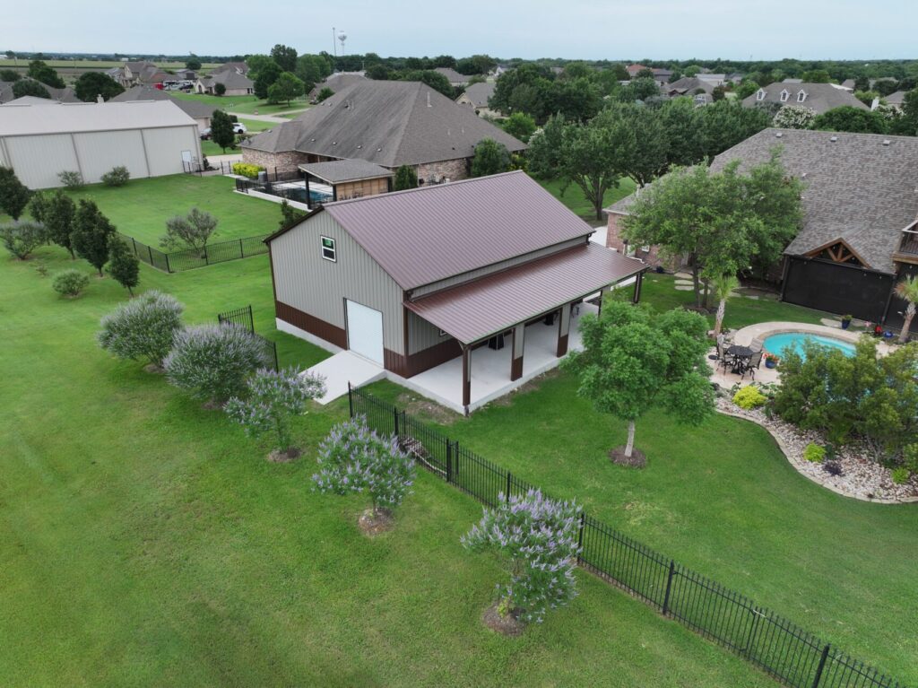 30x40 Metal Building with Side Porch in Lucas, TX.