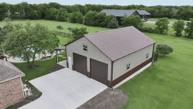 30x40 Metal Building with Side Porch in Lucas, TX.