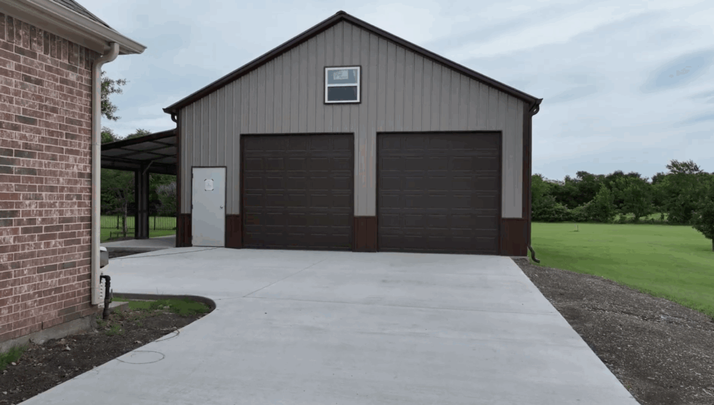 30x40 Metal Building with Side Porch in Lucas, TX.