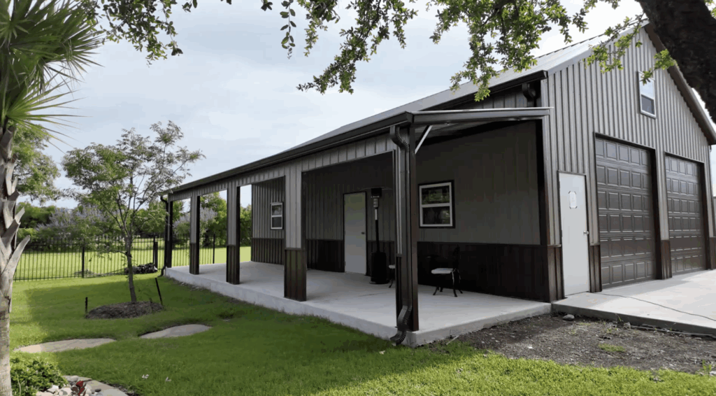 30x40 Metal Building with Side Porch in Lucas, TX.