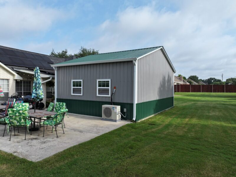 26×20 Grey and Green Tubular Steel Building in Red Oak, Texas 75154