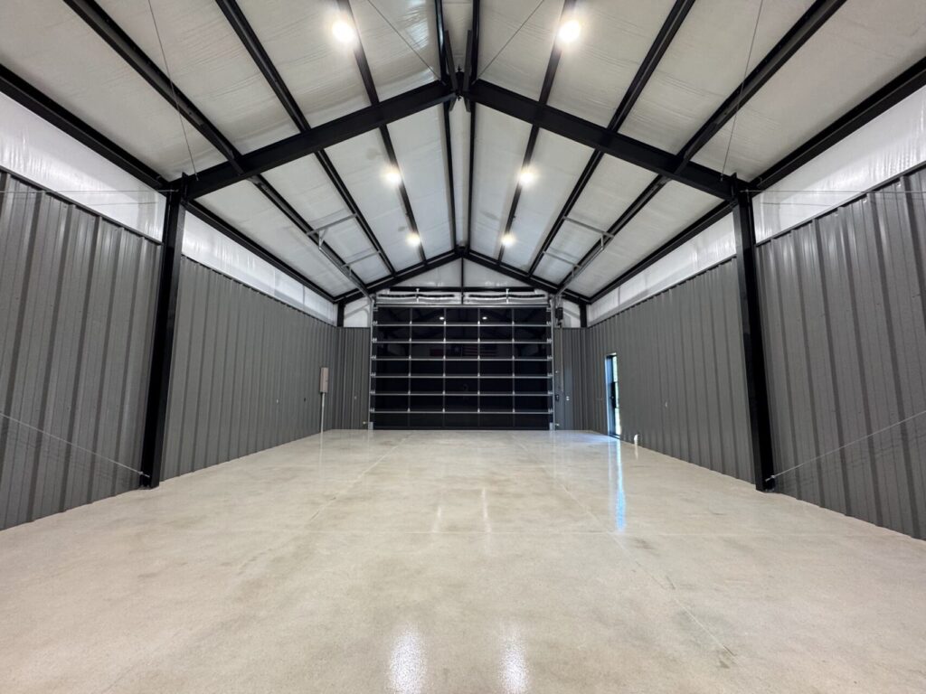 30x50 Red Iron Bolt Up Metal Building in Dripping Springs, TX.