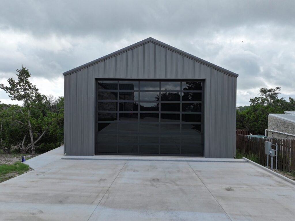 30x50 Red Iron Bolt Up Metal Building in Dripping Springs, TX.