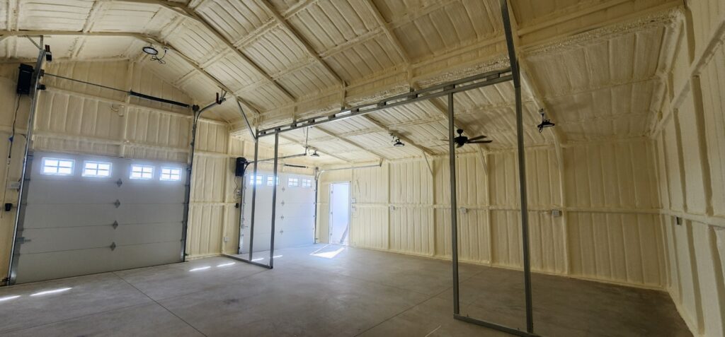 40x30 All White Detached Metal Garage in Lexington, TX.