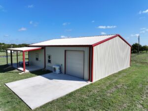 40x50 Red Iron Steel Building with Wraparound Porch in Kaufman, TX.