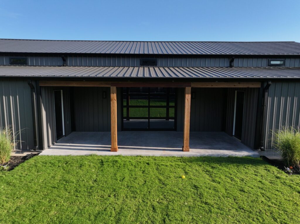 30x65 Steel Storage with Cedar Wrapped Posts in Abilene, TX.