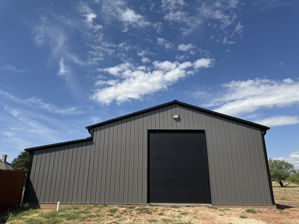 30x65 Steel Storage with Cedar Wrapped Posts in Abilene, TX.