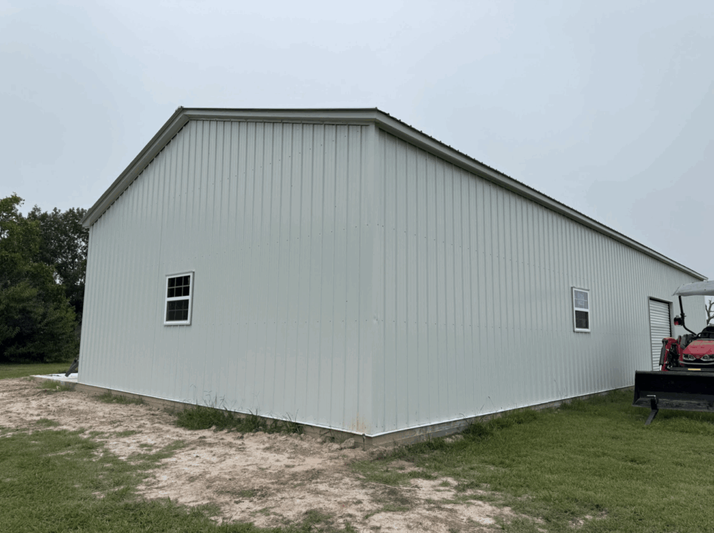 30x70 Texas White Metal Garage in Kaufman, TX.